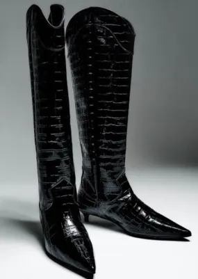 Tall Rae Boots - Black Embossed