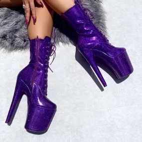 The Glitterati Boot - Purple Rain - 8 INCH