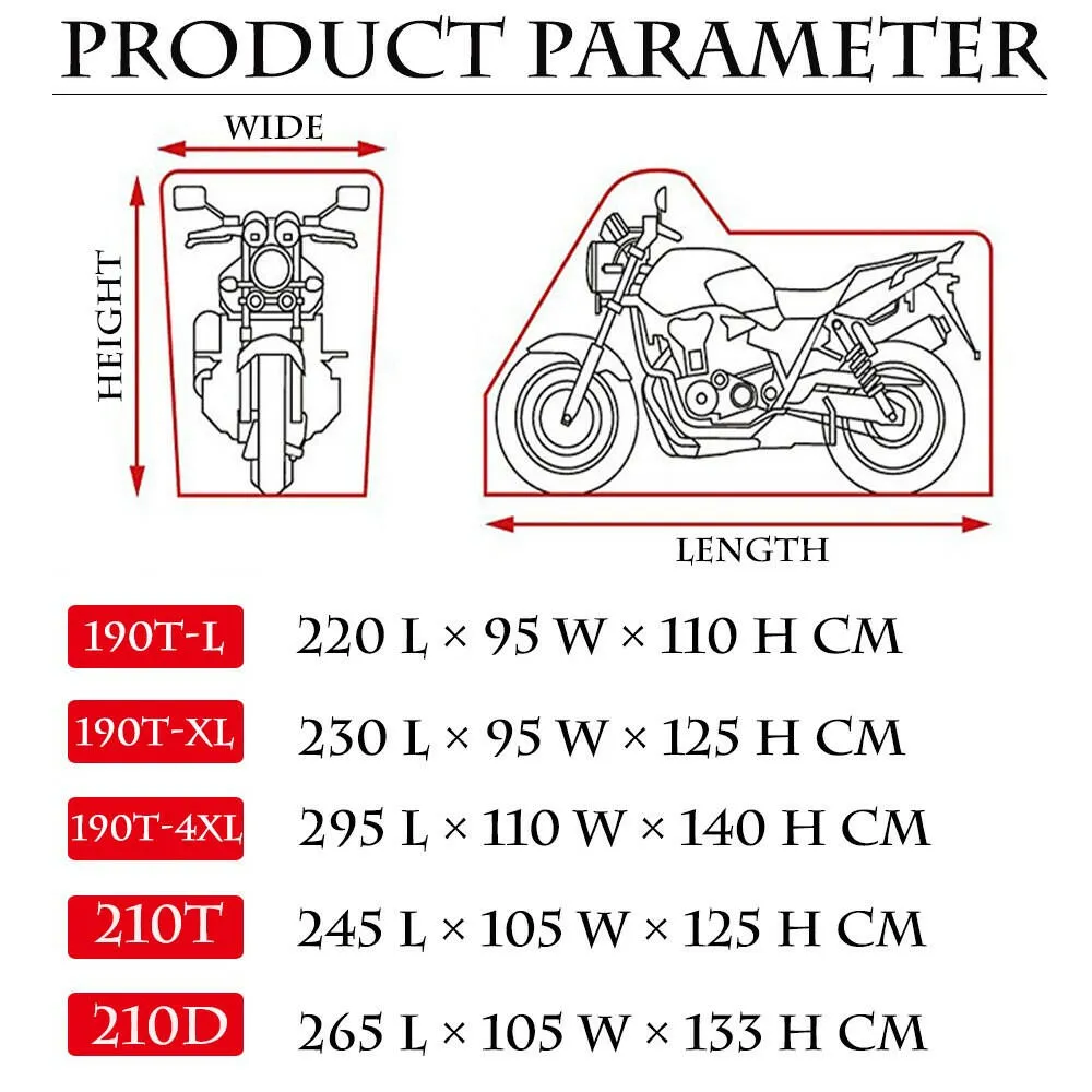 Toptrek Motorcycle Rain Cover Waterproof Dustproof UV-Resistant Snowproof All Season Wings Protective Cover For Motorcycle