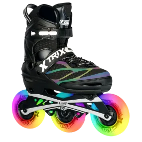 TRIX Black 3 Wheel LED - Size Adjustable Inline Skates