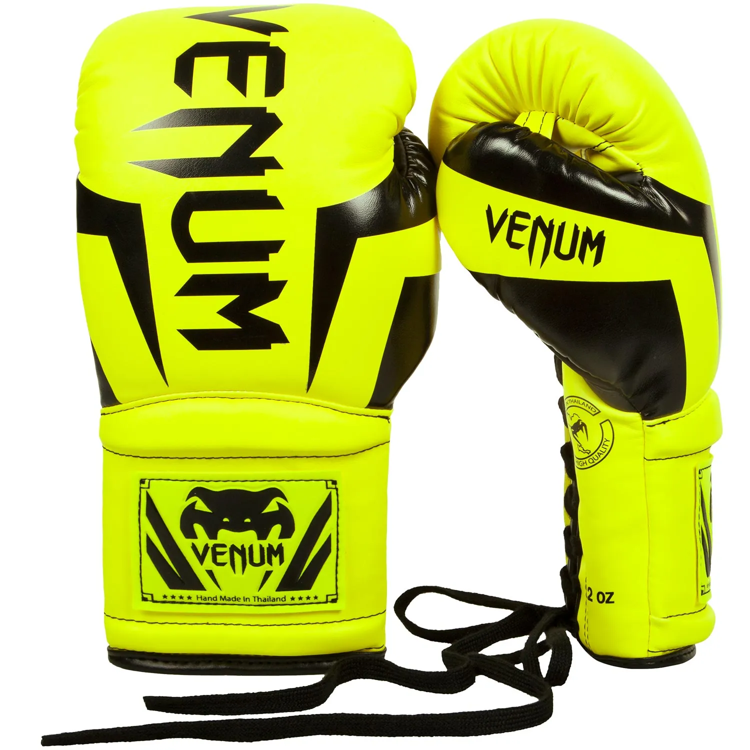 Venum Elite Boxing Gloves - with Laces - Neo Yellow