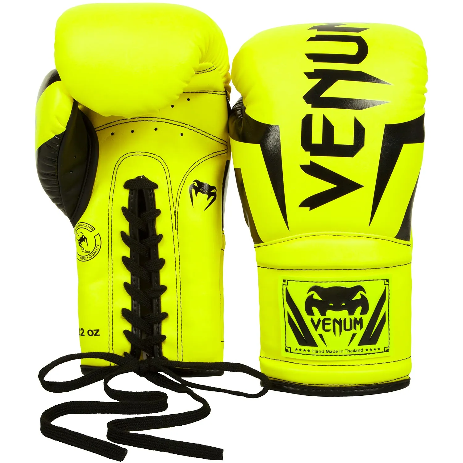 Venum Elite Boxing Gloves - with Laces - Neo Yellow