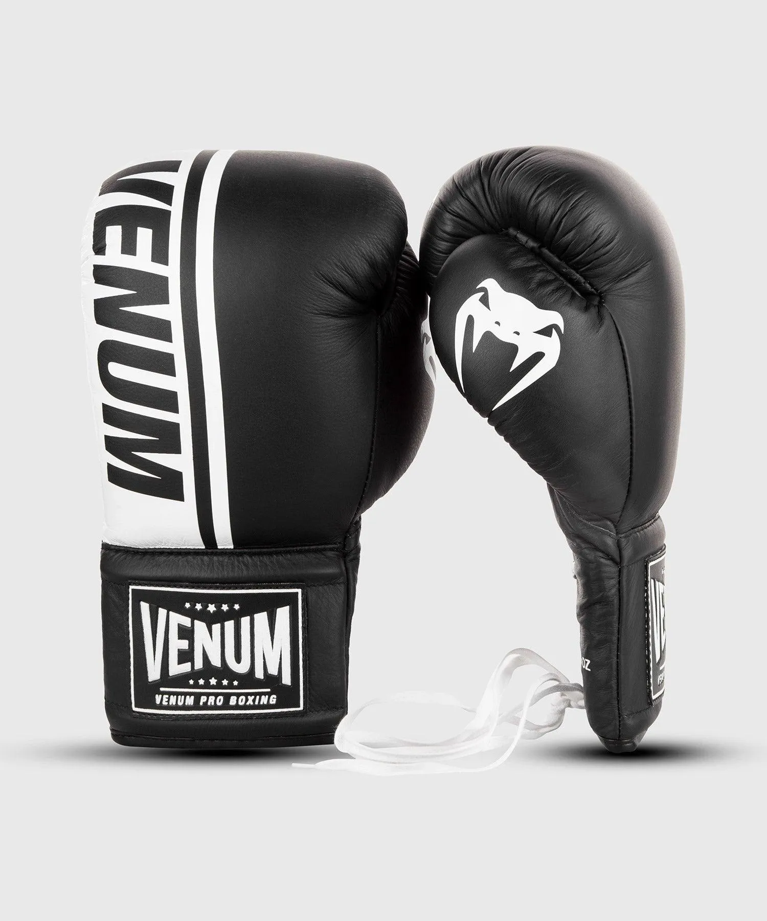 Venum Shield Pro Boxing Gloves - With Laces - Black/White