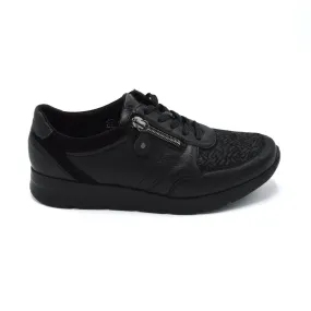 Waldlaufer Jenny - Ladies Wide Fit Trainer - 4E Fitting - Black