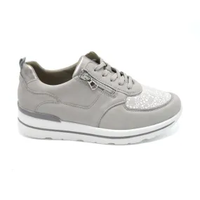 Waldlaufer Sarah - Ladies Wide Fit Casual Trainer - 4E Fitting - Light Grey/White