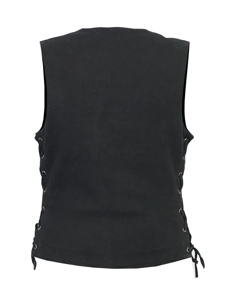 Women's Single Back Panel Concealed Carry Black Denim Vest